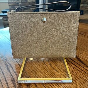 New Kate Spade Gold Wristlet Purse Preppy Barbbiecore Classic Party Cocktail